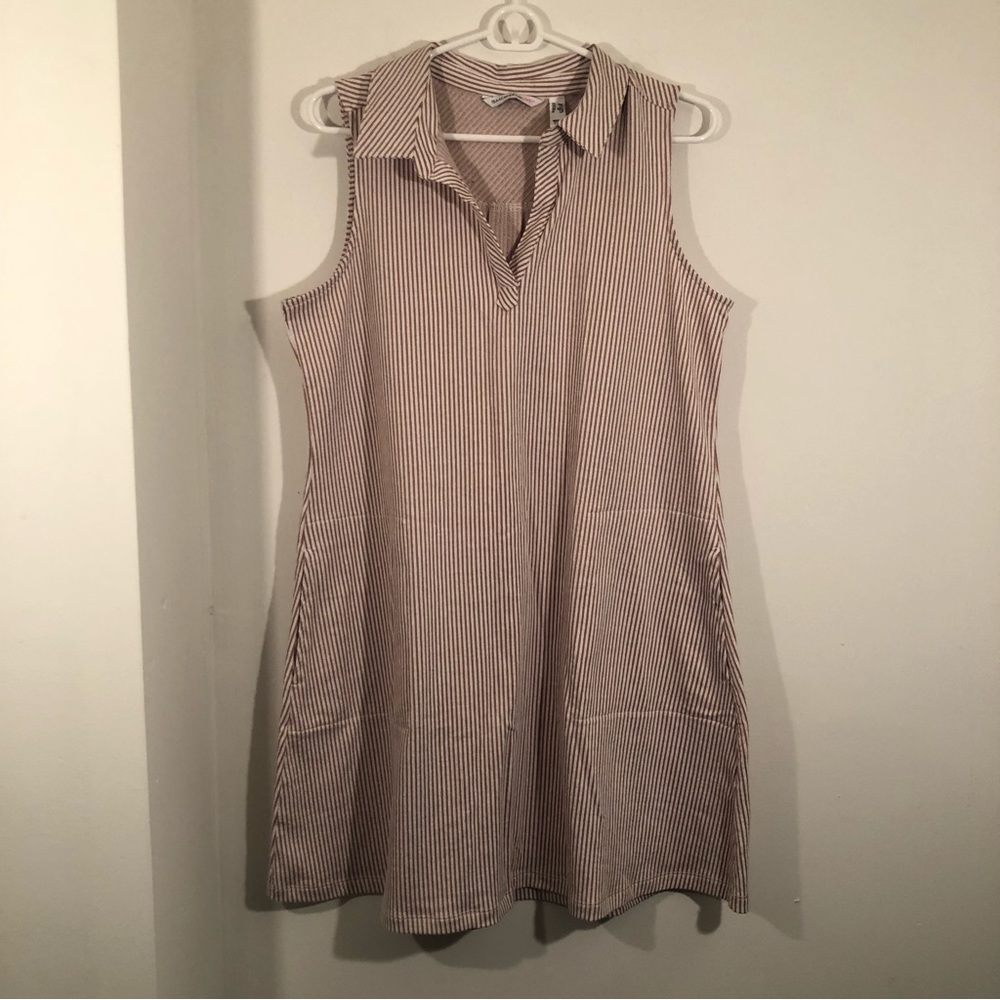 Isaac Mizrahi Dress Midi Sleeveless Striped Women’s size MP Pockets